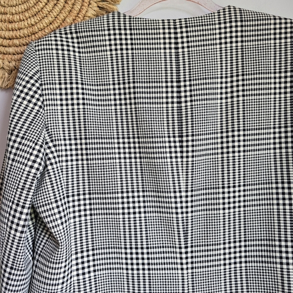 Club Monaco New Black White Plaid Double Breasted Blazer Jacket Womens Sz 14 - Picture 8 of 12